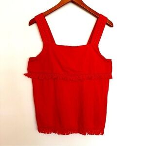 J. Crew Red Tiered Fringe Tank Top Size Small